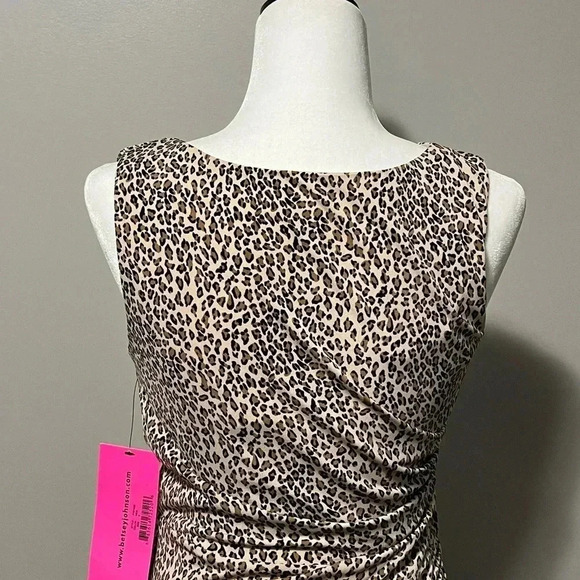 Betsey Johnson Animal Print Ruched Sleeveless Sheath Dress - Picture 9 of 15
